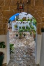 Entrance to a traditional Andalusian patio of a house in Vejer Royalty Free Stock Photo