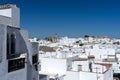 VEJER DE LA FRONTERA, SPAIN - JULY 08, 2022: Panoramic view of the white beautiful village of Vejer de la Frontera Divino and the