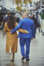 Vejle, Denmark, October 26, 2023: Couple in love walking in the city