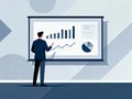 Analyzing Business Performance Man Presenting Data on a Presentation Screen Royalty Free Stock Photo