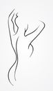 Vektor beautiful sexy female back ilustration. Stylized slender body. Control of a slender figure. Royalty Free Stock Photo