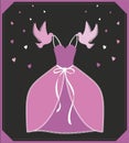 Vector illustration pink dress. Sign or poster for shop, advertisment or invitation. Cinderella - askungen inspiration.