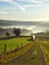 Velbert, Germany. Autumn sunrise in the Bergisches Land region. Rural landscape