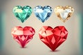 Velentines day graphic of diamond or crystal hearts.