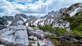 Velika Baba  - A scenic view on Jezerska Kocna in the mountains of Kamnik Savinja Alps in Carinthia, border Austria and Slovenia Royalty Free Stock Photo