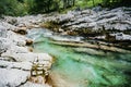 Velika Korita or Great canyon of Soca river, Bovec, Slovenia. Great river soca gorge in triglav national park. Royalty Free Stock Photo