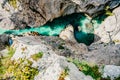 Velika Korita or Great canyon of Soca river, Bovec, Slovenia. Great river soca gorge in triglav national park. Royalty Free Stock Photo