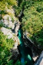 Velika Korita or Great canyon of Soca river, Bovec, Slovenia. Great river soca gorge in triglav national park. Royalty Free Stock Photo