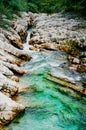 Velika Korita or Great canyon of Soca river, Bovec, Slovenia. Great river soca gorge in triglav national park. Royalty Free Stock Photo