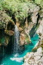 Velika Korita or Great canyon of Soca river, Bovec, Slovenia. Great river soca gorge in triglav national park. Royalty Free Stock Photo