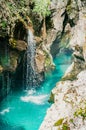 Velika Korita or Great canyon of Soca river, Bovec, Slovenia. Great river soca gorge in triglav national park. Soca waterfall. Royalty Free Stock Photo