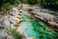 Velika Korita or Great canyon of Soca river, Bovec, Slovenia. Great river soca gorge in triglav national park. Royalty Free Stock Photo