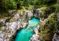 Velika Korita or Great canyon of Soca river, Bovec, Slovenia. Royalty Free Stock Photo