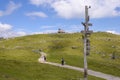 Velika planina plateau, Slovenia, Mountain village in Alps, wooden houses in traditional style, popular hiking