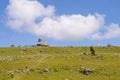 Velika planina plateau, Slovenia, Mountain village in Alps, wooden houses in traditional style, popular hiking