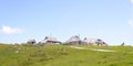 Velika planina plateau, Slovenia, Mountain village in Alps, wooden houses in traditional style, popular hiking Royalty Free Stock Photo