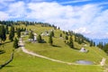 Velika planina plateau, Slovenia, Mountain village in Alps, wooden houses in traditional style, popular hiking Royalty Free Stock Photo