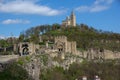 VELIKO TARNOVO, BULGARIA - 9 APRIL 2017: Ruins of The capital city of the Second Bulgarian Empire medieval stronghold Tsarevets Royalty Free Stock Photo