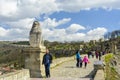 VELIKO TARNOVO, BULGARIA, APRIL 04 2015: tsarevets fortress entrance with the lion keeping the gate Royalty Free Stock Photo