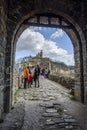 VELIKO TARNOVO, BULGARIA, APRIL 04 2015,The tsarevets fortress entrance with the lion keeping the gate Royalty Free Stock Photo