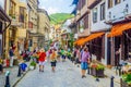 VELIKO TARNOVO, BULGARIA, AUGUST 10, 2014: People are strolling through streets of Veliko Tarnovo town in Bulgaria