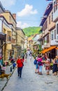 VELIKO TARNOVO, BULGARIA, AUGUST 10, 2014: People are strolling through streets of Veliko Tarnovo town in Bulgaria