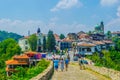 VELIKO TARNOVO, BULGARIA, AUGUST 10, 2014: People are walking towards city center of Veliko Tarnovo from the Tsarevets Royalty Free Stock Photo