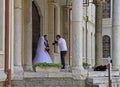 Man is shooting wedding outdoors in Veliko Tarnovo
