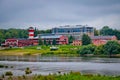 Old river port buildings in Veliky Novgorod