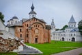 Ancient religious complex of Yaroslav Yard in Veliky Novgorod Royalty Free Stock Photo