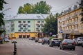 City street with residential buildings in Veliky Novgorod