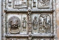 Veliky Novgorod, Russia - August 31, 2018: Detail of a portion Magdeburg Gates at the west entrance to the Cathedral of St. Sophia Royalty Free Stock Photo