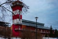 Veliky Novgorod, Russia - January 28 2021: Training building of the Young Sailors Club