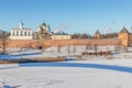 Veliky Novgorod, Russia, Kremlin near Volkhov river in winter da Royalty Free Stock Photo