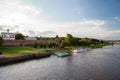 Veliky Novgorod, Russia - view from the bridge over the Volkhov river to the Novgorod Kremlin