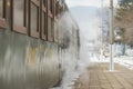 VELINGRAD, BULGARIA - FEBRUARY 8, 2020: BDZ narrow gauge train at the railway station in Velingrad, Bulgaria. Septemvri - Bansko - Royalty Free Stock Photo