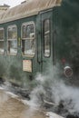 VELINGRAD, BULGARIA - FEBRUARY 8, 2020: BDZ narrow gauge train at the railway station in Velingrad, Bulgaria. Septemvri - Bansko - Royalty Free Stock Photo