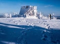 Velka Raca hill summit in Beskids mountains on slovakian - polish borders during nice winter day