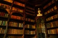 Velke Brezno, Czech Republic, 26 June 2021: chateau Velke Brezno, castle interior with baroque furniture, library with bookshelves