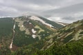 Velky Krivan, mountain in Mala Fatra, Slovakia, view from path under Chleb in spring cloudy day Royalty Free Stock Photo