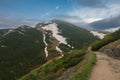 Velky Krivan, mountain in Mala Fatra, Slovakia, view from path under Chleb in spring cloudy day Royalty Free Stock Photo