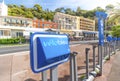 A Velo Bleu bicycle share station in Nice, France