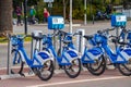 Velobleu brand bicycle parking in the city of nice