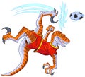 Velociraptor Bicycle Kicking Soccer Ball Vector Illustration Royalty Free Stock Photo