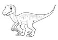 Velociraptor Cartoon Illustration BW