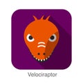 Velociraptor Dinosaur animal face flat design Royalty Free Stock Photo