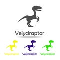 velociraptor, dinosaur colored icon. Can be used for web, logo, mobile app, UI, UX