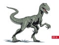 Velociraptor dinosaur, comic style vector illustration