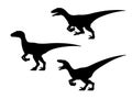 Velociraptor dinosaur silhouette set Royalty Free Stock Photo