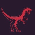 Velociraptor, predaceous dinosaur, red over dark Royalty Free Stock Photo